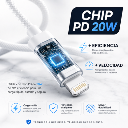 Cable USB-C a Lightning trenzado Certificado MFI